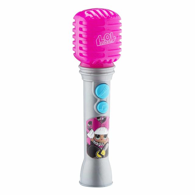iHome kiddesigns lol surprise sing along karaoke microphone for kids built in music led flashing lights real working mic kids toy portable karaoke machine connects mp3 player audio device w play button - SW1hZ2U6NTcyMzY=