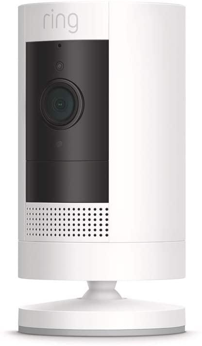 كاميرا Ring Stick Up Cam Battery لمراقبة داخل وخارج المنزل - أبيض