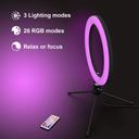 Generic 10" RGB LED Ring Light, Boaraino Ring Light with Tripod Stand, Phone Holder and Remote Control, Ring Light with 26 RGB Dimmable Colors, 9 Brightness Levels and 3 Light Modes - SW1hZ2U6NjY5ODE=