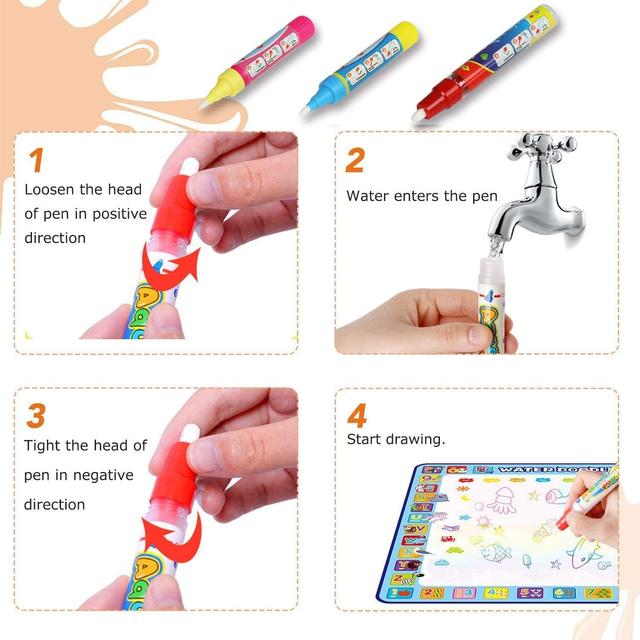 Generic Tobeape® 100 X 100 cm Extra Large Aqua Magic Doodle Mat, Colorful Educational Water Drawing Doodling Mat Coloring Mat for Kids - SW1hZ2U6NjcyNTk=