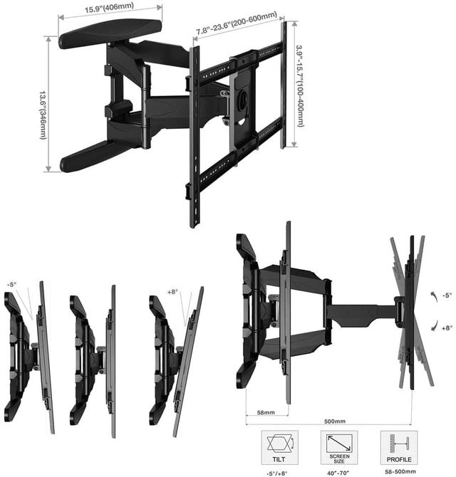 nb north bayou full motion tv wall mount for most 40-70 inches led lcd computer monitors and tvs - SW1hZ2U6NjgyMjI=