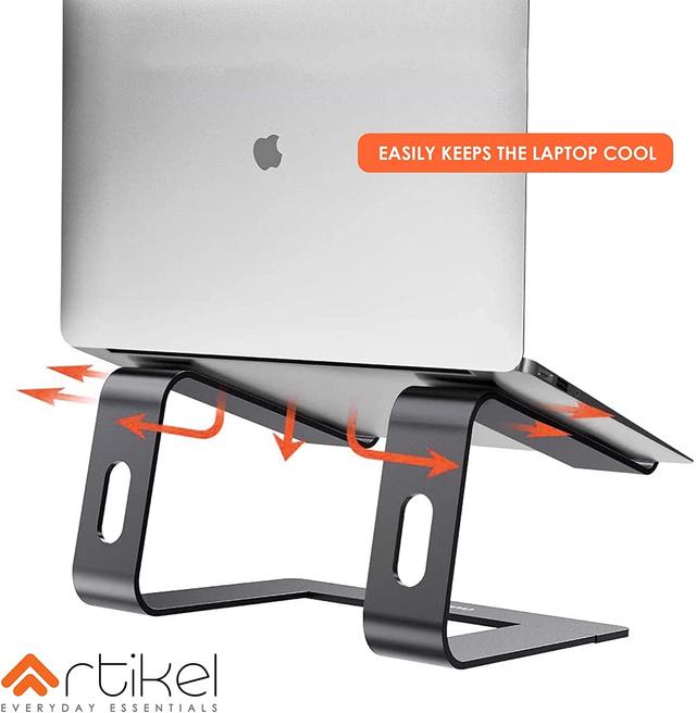Generic artikel uni rise laptop stand laptop riser for desk aluminium alloy increased laptop ventilation ergonomic universally compatible carbon black - SW1hZ2U6NzA5Mjc=