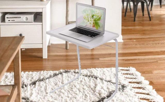 Generic foldable assembled table tv tray portable folding snack table adjustable sofa side table bed laptop desk table for breakfast home use white - SW1hZ2U6NzA5MzI=