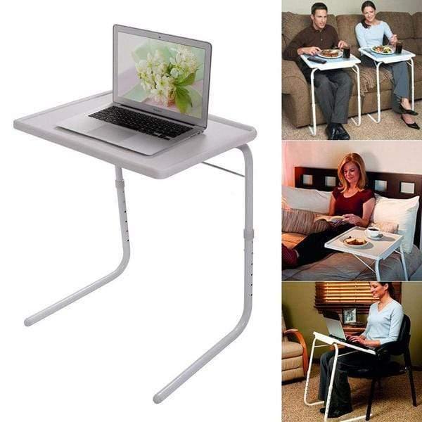 Generic foldable assembled table tv tray portable folding snack table adjustable sofa side table bed laptop desk table for breakfast home use white - SW1hZ2U6NzA5MzU=