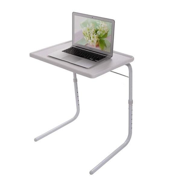 Generic foldable assembled table tv tray portable folding snack table adjustable sofa side table bed laptop desk table for breakfast home use white - SW1hZ2U6NzA5MzE=