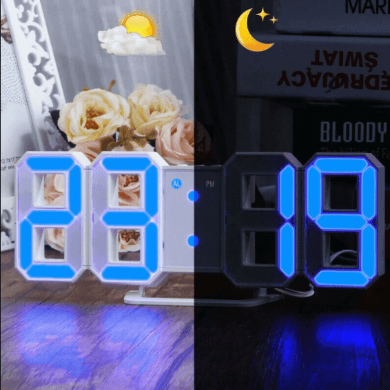 Generic 3D Digital Alarm Clock,Wall LED Number Time Clock with 3 Auto Adjust Brightness Levels,Led Electronic Clock with Snooze Function,Modern Night Light Clock Date,Temperature Display - SW1hZ2U6NzIxNjI=