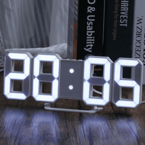 Generic 3D Digital Alarm Clock,Wall LED Number Time Clock with 3 Auto Adjust Brightness Levels,Led Electronic Clock with Snooze Function,Modern Night Light Clock Date,Temperature Display - SW1hZ2U6NzIxNjA=