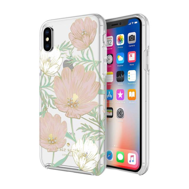 kate spade new york iphone xs x protective hardshell case large blossom multi gold foil with gems - SW1hZ2U6MzIwNTg=