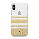 kate spade new york iphone xs x protective hardshell case charlotte stripe gold glitter clear - SW1hZ2U6MzIwNjU=