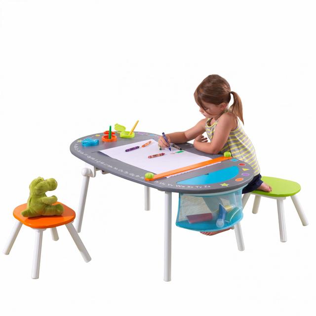 طاولة رسم مع مقعدين KidKraft - Chalkboard Art Table with Stools - SW1hZ2U6Njc4NjA=