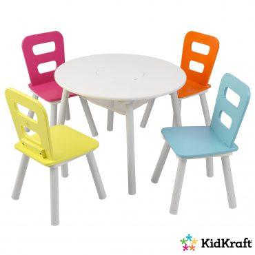 طاولة مع 4 كراسي للأطفال KidKraft - Round Storage Table & 4 Chair Set - 1}