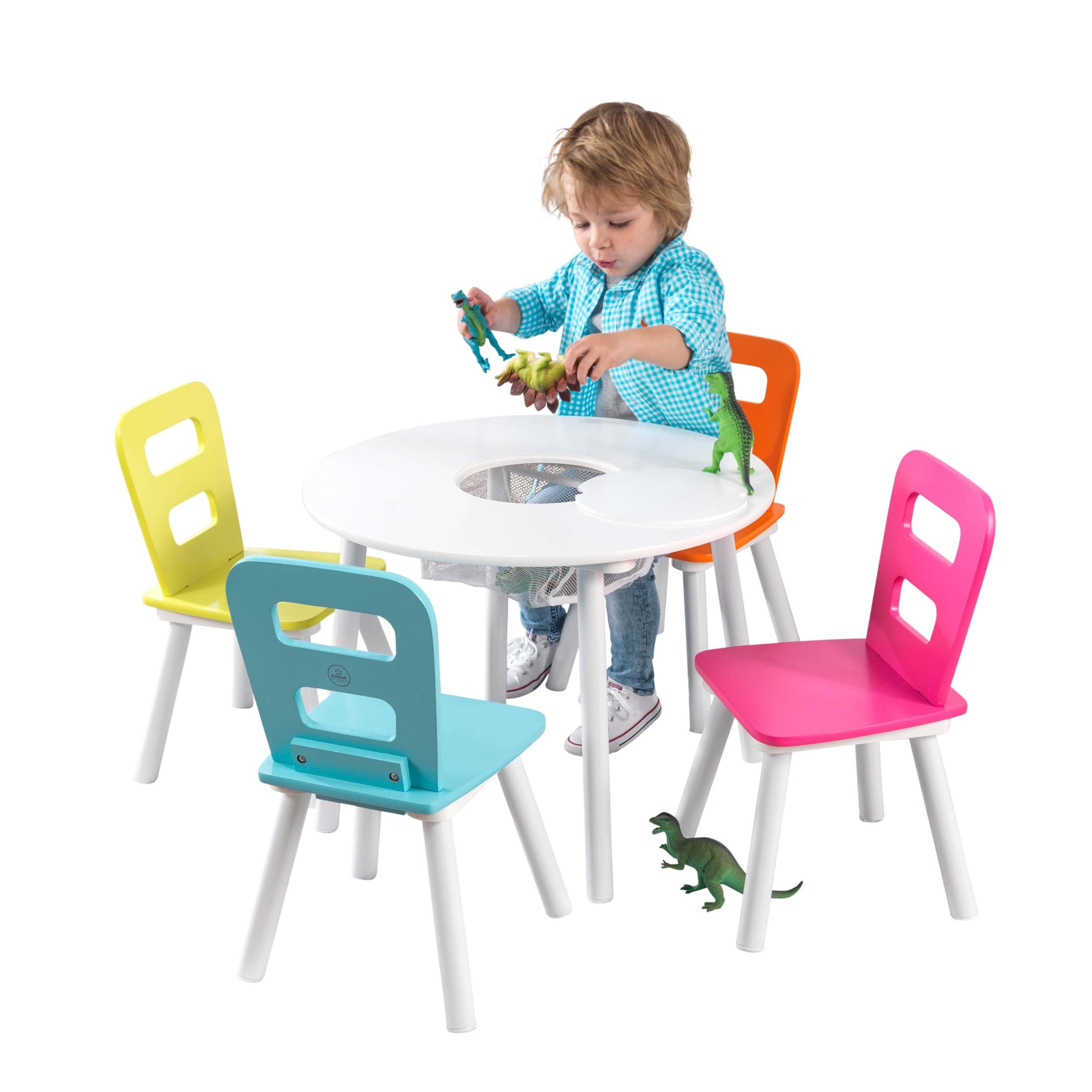 طاولة مع 4 كراسي للأطفال KidKraft - Round Storage Table & 4 Chair Set - 2}