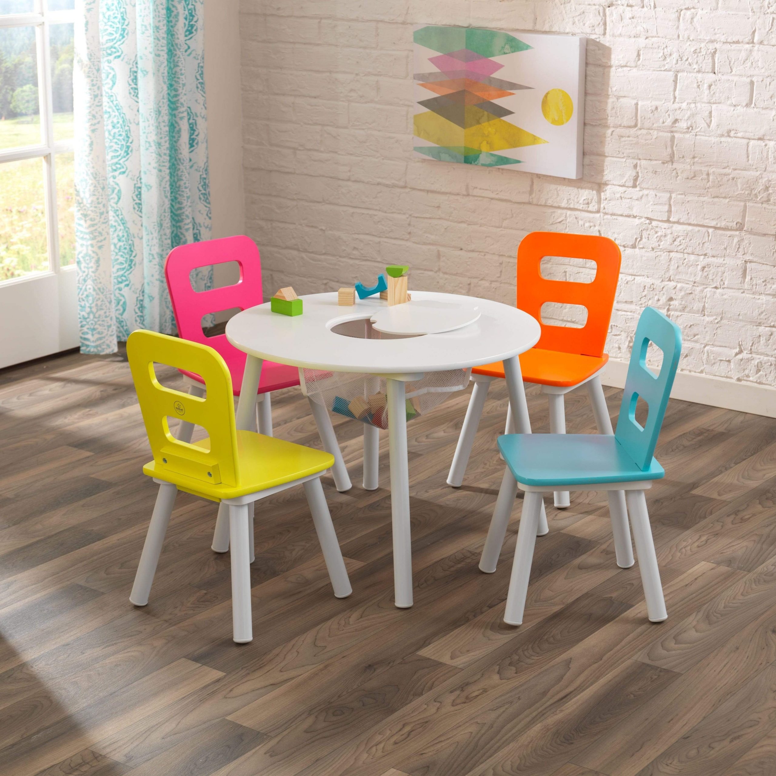 طاولة مع 4 كراسي للأطفال KidKraft - Round Storage Table & 4 Chair Set - 3}