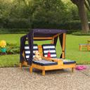 KidKraft double chaise lounge with cup holders honey navy - SW1hZ2U6NjgxNTg=