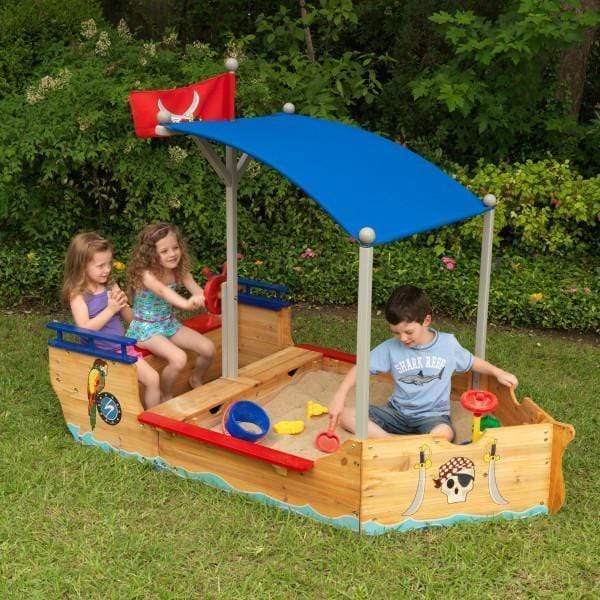 صندوق الرمل للاطفال مع مظلة كيد كرافت kidkraft Umbrella With Pirate Sandboat - SW1hZ2U6NjgwODM=