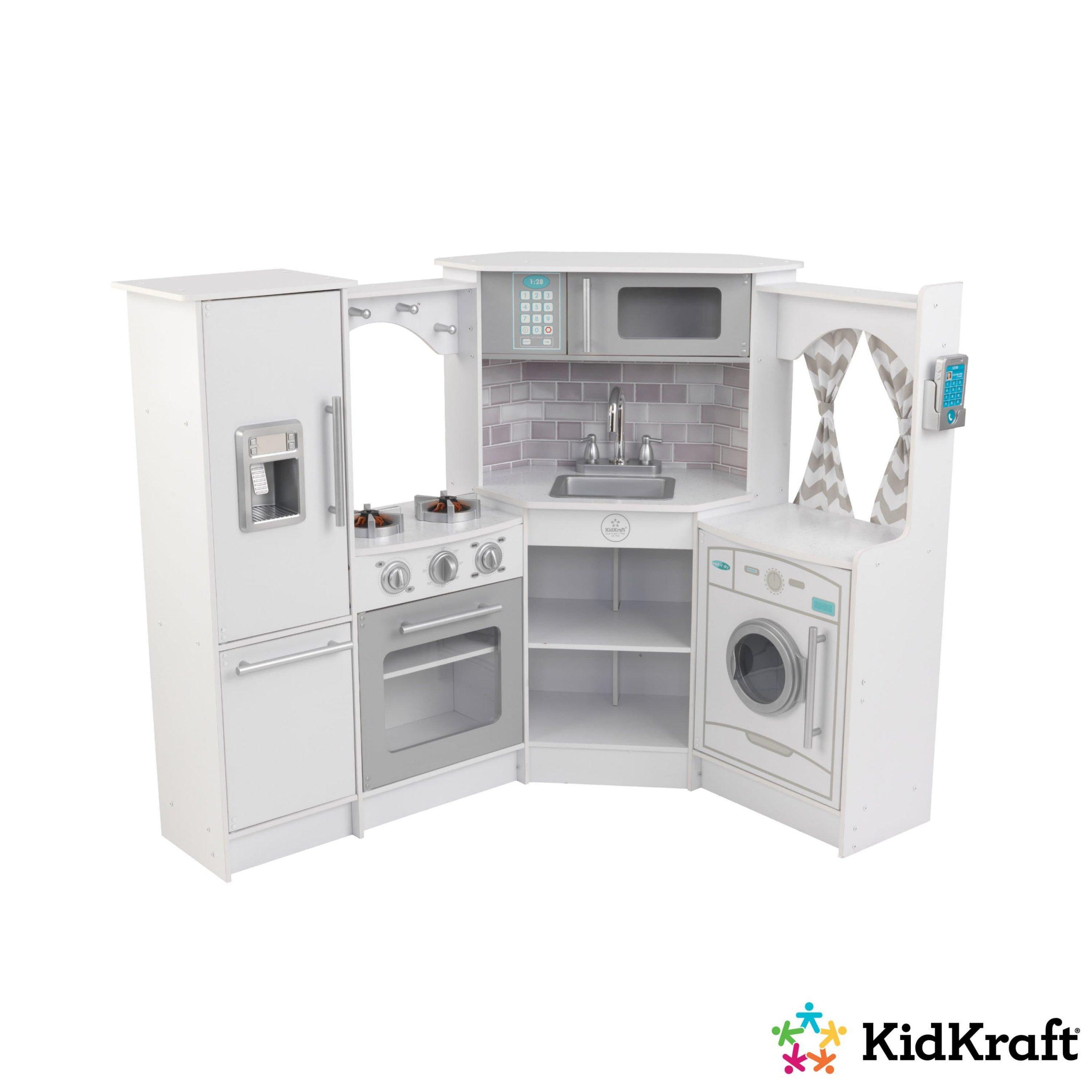 مطبخ اطفال زاوية أبيض مع الأضواء والأصوات كيد كرافت KidKraft Ultimate Corner Play Kitchen with Lights & Sounds