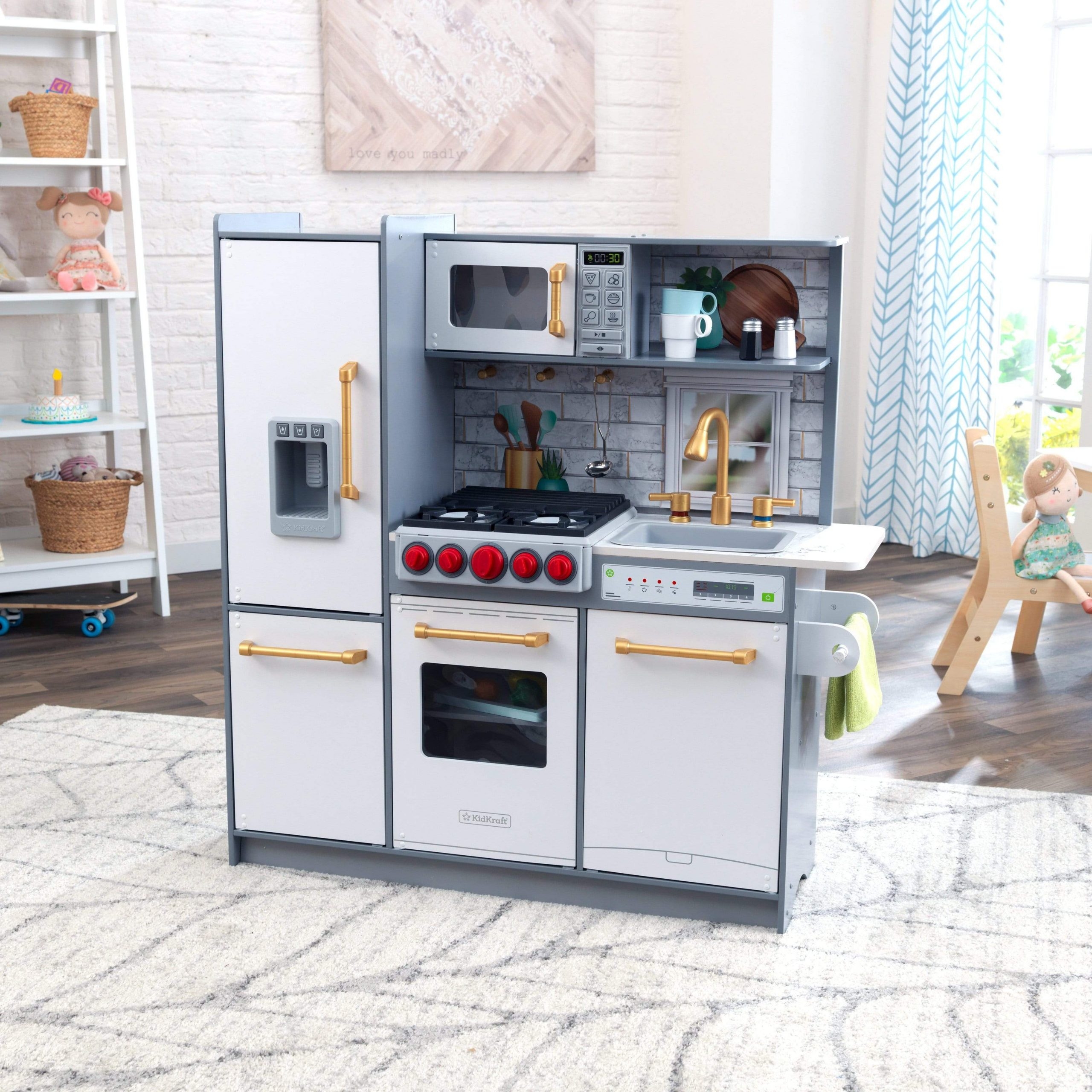 مطبخ للأطفال KidKraft - Uptown Elite White Play Kitchen with EZ Kraft Assembly - أبيض