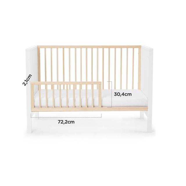 kinderkraft baby wooden cot mia guardrail white - SW1hZ2U6ODI2Mzc=
