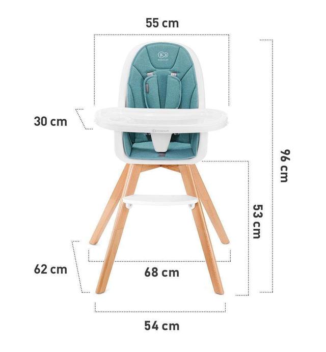 kinderkraft high chair 2in1 tixi turquoise - SW1hZ2U6ODIxNzQ=