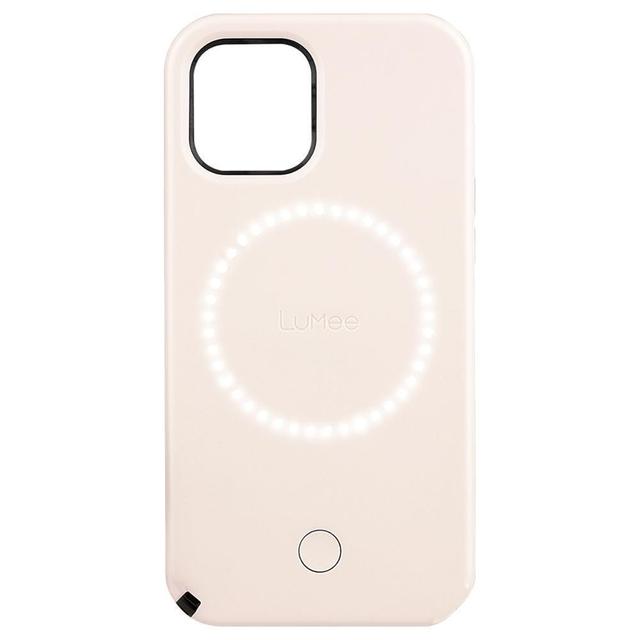 lumee halo selfie case for apple iphone 12 mini studio like front back light w variable dimmer micropel antibacterial protection wireless pass through charging millenial pink - SW1hZ2U6NzE0NDA=