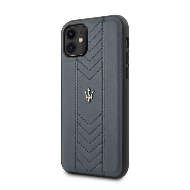 maserati genuine leather quilted pattern hard case for iphone 11 navy - SW1hZ2U6NDM1MTc=