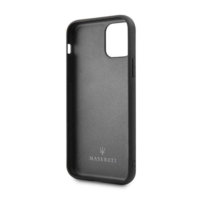 maserati genuine leather quilted pattern hard case for iphone 11 black - SW1hZ2U6NDM1MTM=