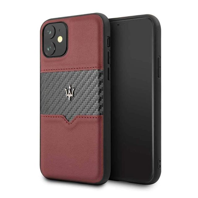 maserati new genuine leather hardcase v2 for iphone 11 burgundy - SW1hZ2U6NDI0NTk=