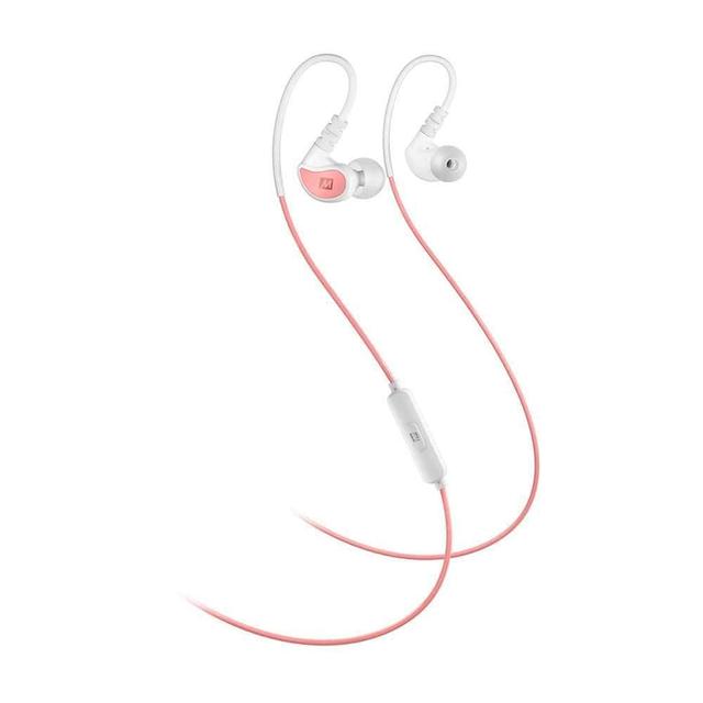mee audio in ear sports headphones with microphone and remote coral and white - SW1hZ2U6NDgzMTI=