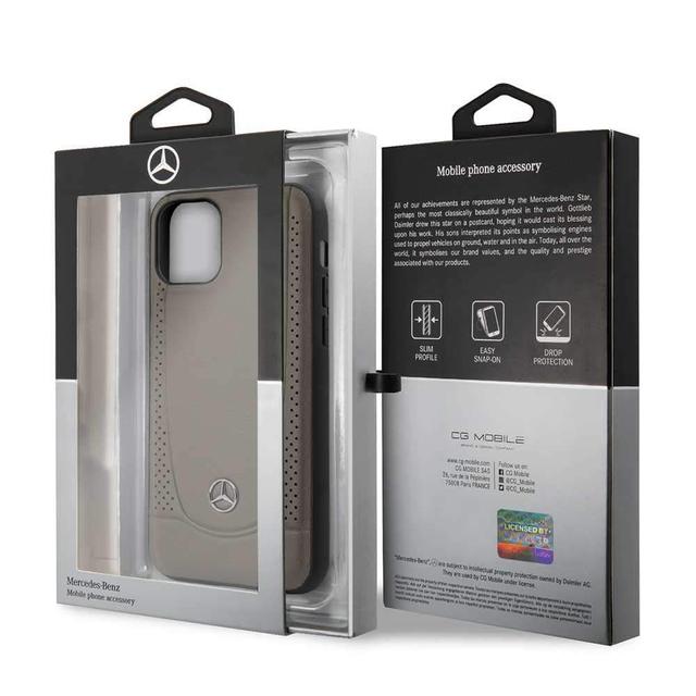Mercedes-Benz mercedes benz perforation leather hard case for iphone 11 brown - SW1hZ2U6NTA5NjI=