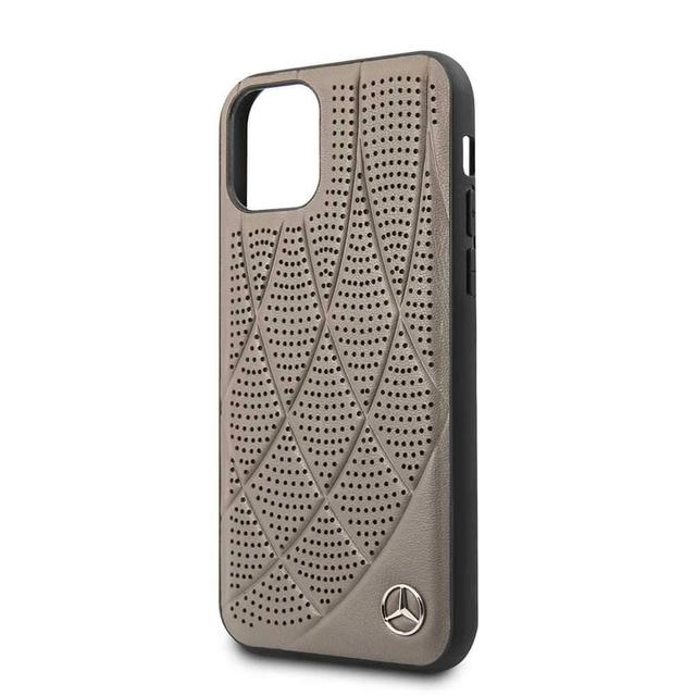 Mercedes-Benz mercedes benz quilted perforated genuine leather hard case for iphone 11 brown - SW1hZ2U6NTE0MjU=