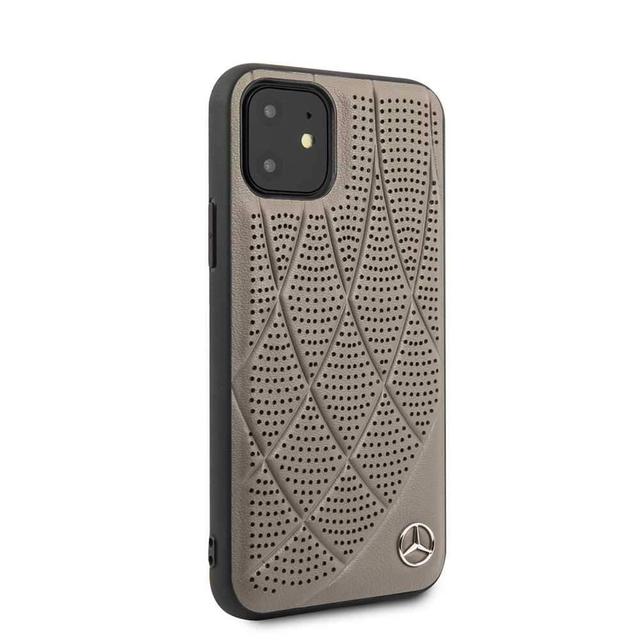 Mercedes-Benz mercedes benz quilted perforated genuine leather hard case for iphone 11 brown - SW1hZ2U6NTE0Mjc=