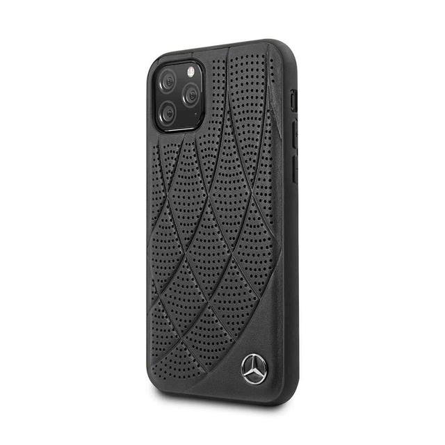 Mercedes-Benz mercedes benz hard case quilted perforated genuine leather for iphone 11 pro black - SW1hZ2U6NTE5ODk=