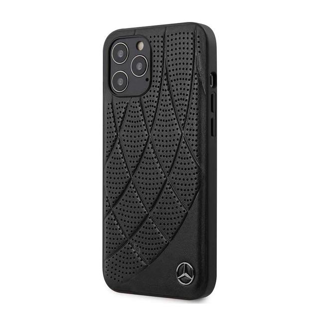 Mercedes-Benz mercedes benz genuine leather hard case quilted perforated leather and metal star logo for iphone 12 pro max black - SW1hZ2U6Njk2MzE=