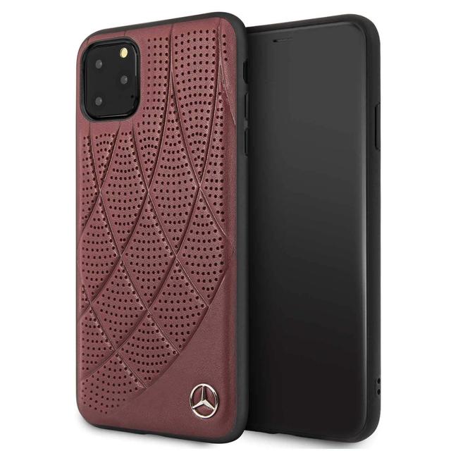 Mercedes-Benz mercedes hard case quilted perforated genuine leather iphone pro max burgundy - SW1hZ2U6NDM4NTE=