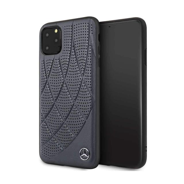 Mercedes-Benz mercedes hard case quilted perforated genuine leather iphone 11 pro max blue - SW1hZ2U6NDM4NDc=