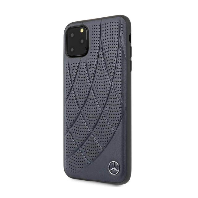 Mercedes-Benz mercedes hard case quilted perforated genuine leather iphone 11 pro max blue - SW1hZ2U6NDM4NDg=