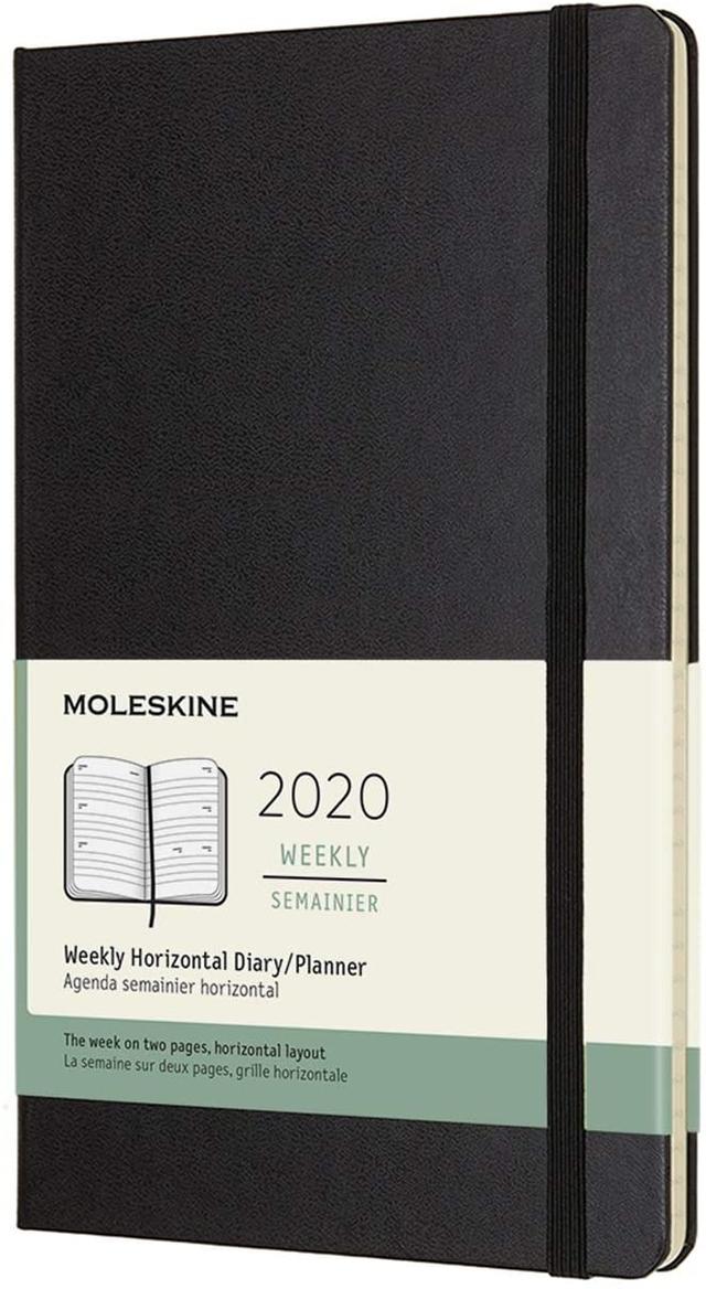 moleskine 12 months agenda weekly horizontal 2020 hard cover and elastic closure black color large 13 x 21 cm 144 pages - SW1hZ2U6NTc0MTI=