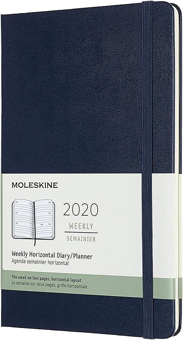 moleskine 12 months agenda weekly horizontal 2020 hard cover and elastic closure sapphire blue color large 13 x 21 cm 144 pages - SW1hZ2U6NTc0MTc=