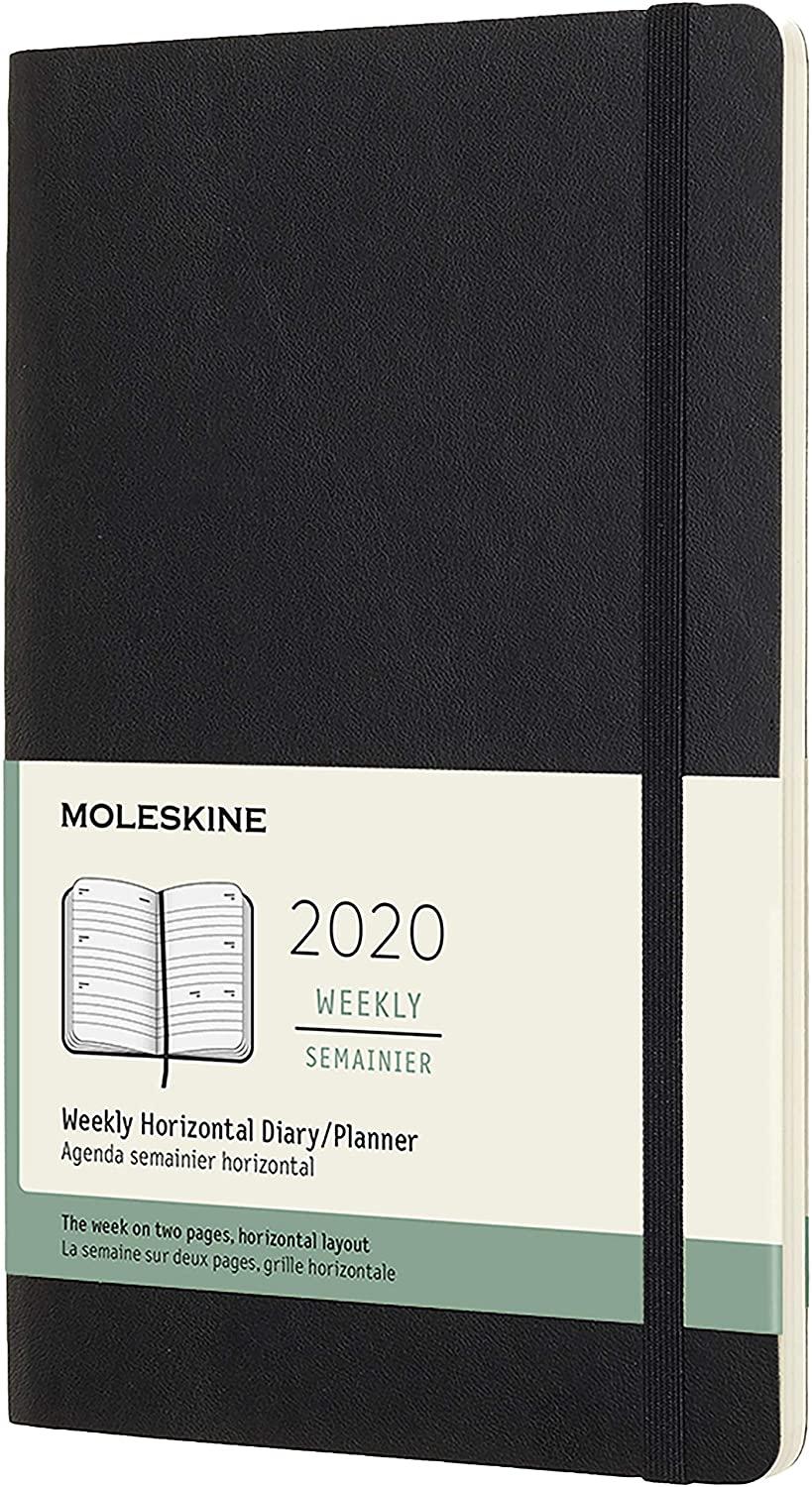 أجندة ملاحظات Moleskine - 12 Months Agenda Weekly Horizontal 2020   - أسود