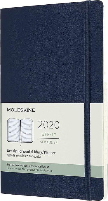 أجندة ملاحظات Moleskine - 12 Months Agenda Weekly Horizontal 2020   - أزرق ياقوتي