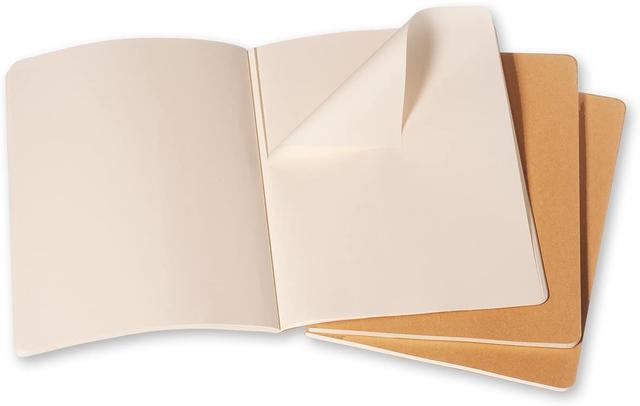 moleskine cahier journal set 3 notebooks with plain pages cardboard cover with visible cotton stiching color kraft brown extra large 19 x 25 cm 120 pages - SW1hZ2U6NTc0NTg=