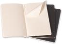 moleskine cahier journal set 3 notebooks with ruled pages cardboard cover with visible cotton stiching color black large 13 x 21 cm 80 pages - SW1hZ2U6NTc0NjY=