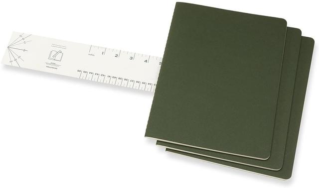 moleskine cahier journal set 3 notebooks with ruled pages cardboard cover with visible cotton stiching color myrtle green extra large 19 x 25 cm 120 pages - SW1hZ2U6NTc0NzA=