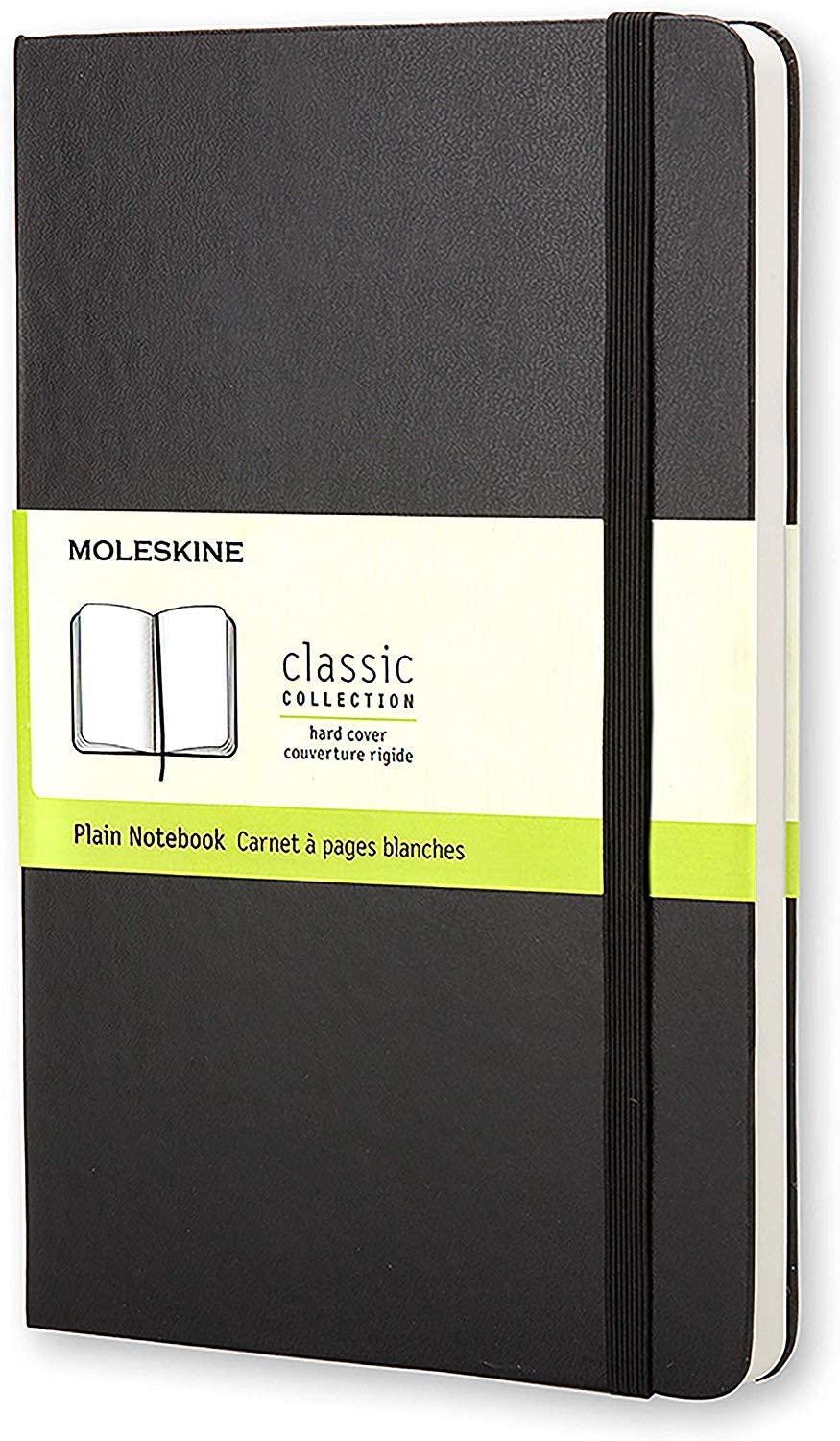 دفتر ملاحظات غير مسطر Moleskine - Classic Plain Paper Notebook - Hard Cover- A5 - 240 صفحة / أسود