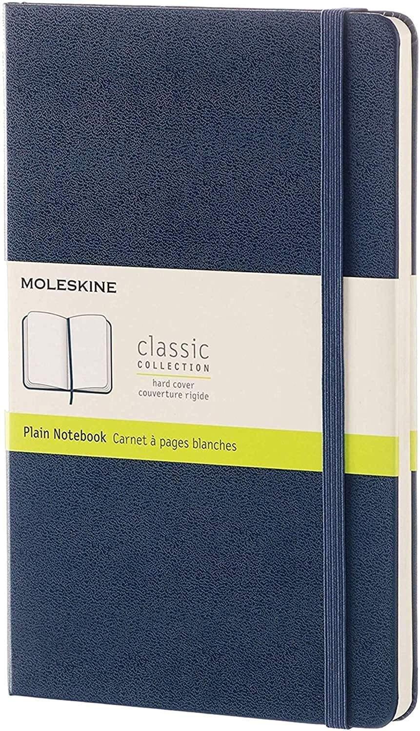 دفتر ملاحظات غير مسطر Moleskine - Classic Plain Paper Notebook - A5 - 240 صفحة / أزرق ياقوتي