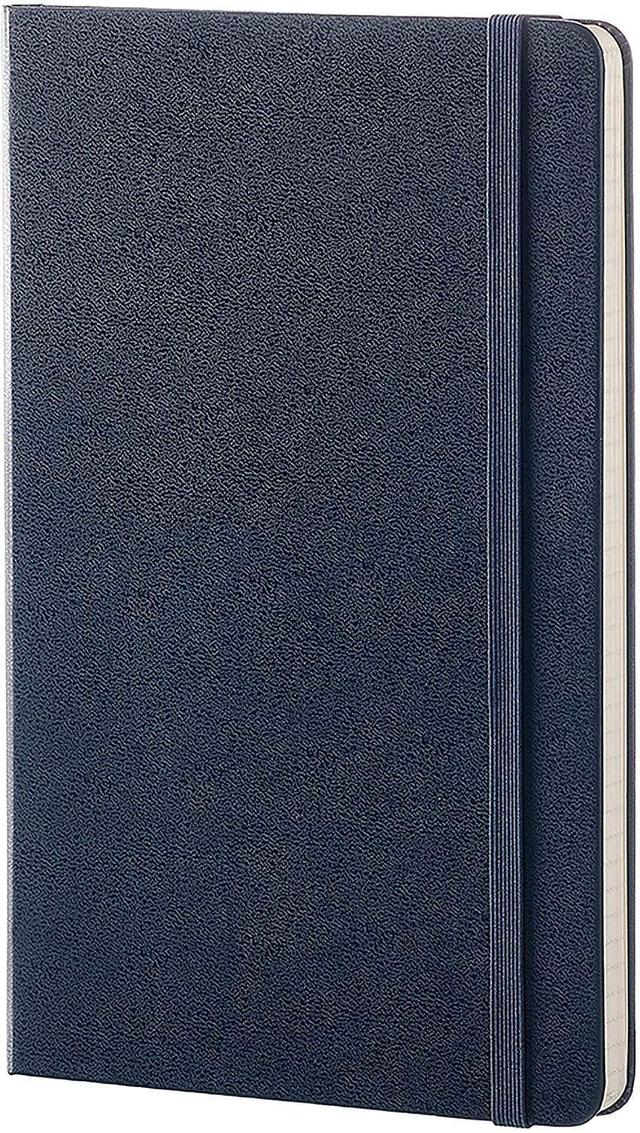 moleskine classic plain paper notebook hard cover and elastic closure journal color sapphire blue size large 13 x 21 a5 240 pages - SW1hZ2U6NTc0ODE=