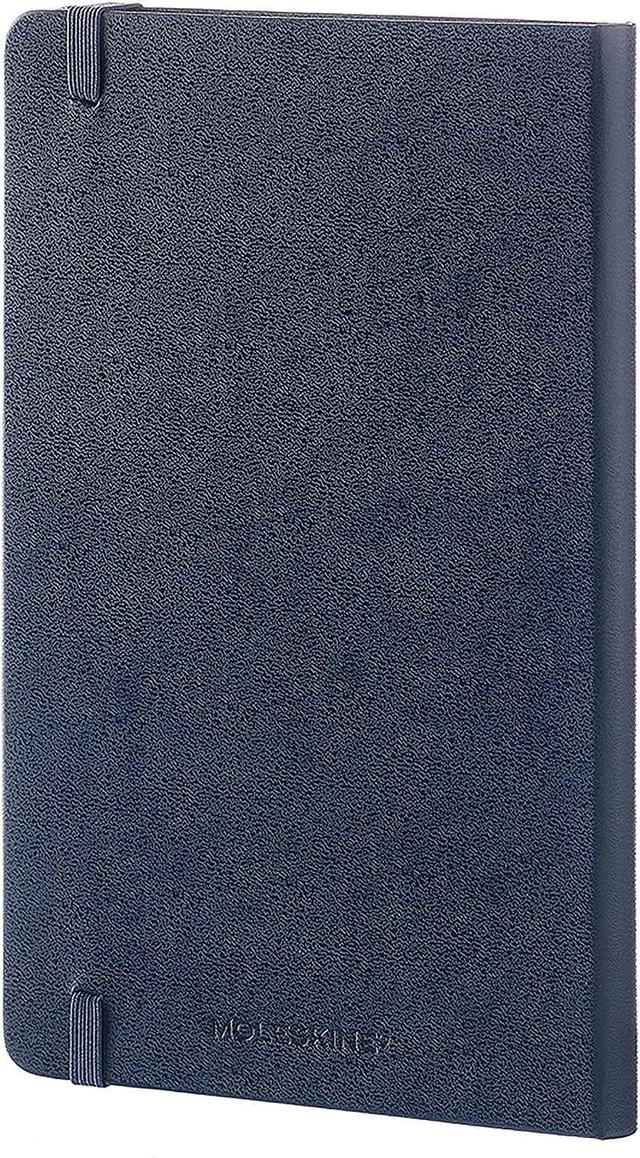 moleskine classic plain paper notebook hard cover and elastic closure journal color sapphire blue size large 13 x 21 a5 240 pages - SW1hZ2U6NTc0ODI=