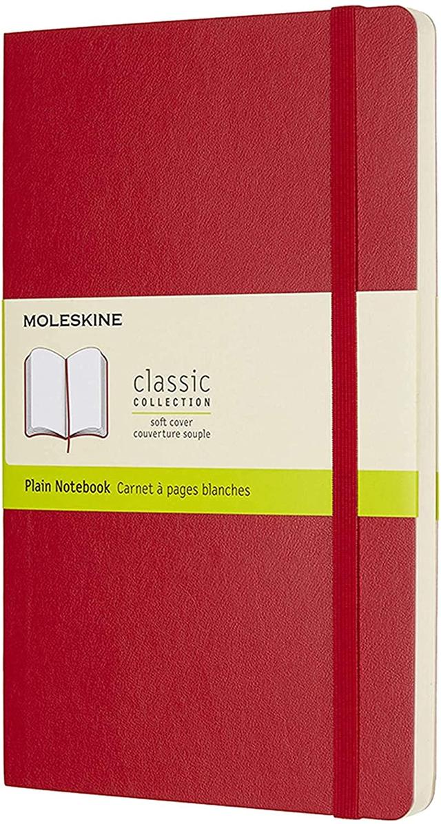 moleskine classic plain paper notebook soft cover and elastic closure journal color scarlet red size large 13 x 21 a5 192 pages - SW1hZ2U6NTc0OTM=