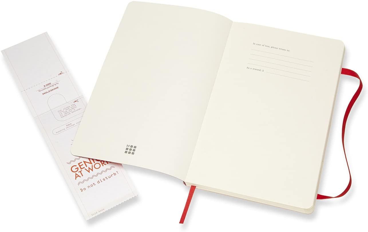 دفتر ملاحظات غير مسطر Moleskine - Classic Plain Paper Notebook - A5 - 192 صفحة / أحمر