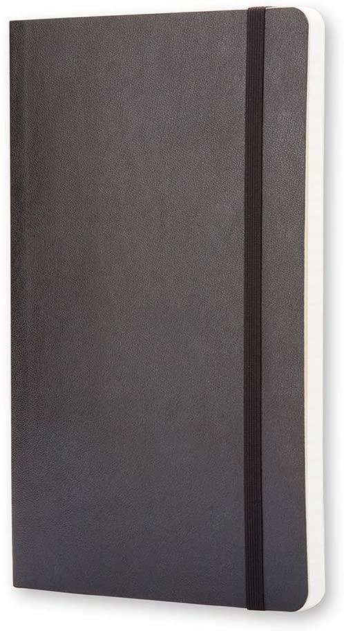 moleskine classic ruled paper notebook soft cover and elastic closure journal color black size large 13 x 21 a5 192 pages - SW1hZ2U6NTc1MTA=